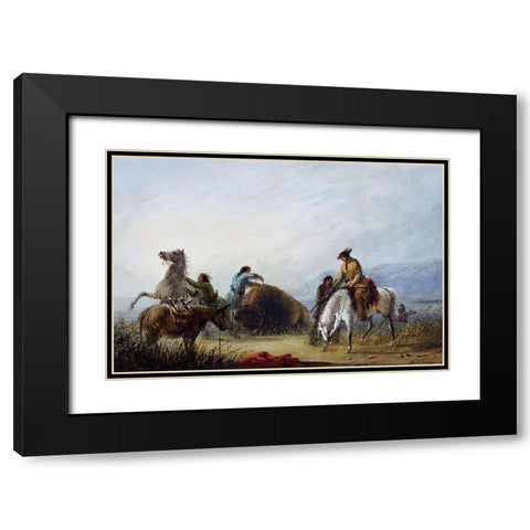 Taking the Hump Rib Black Modern Wood Framed Art Print with Double Matting by Miller, Alfred Jacob