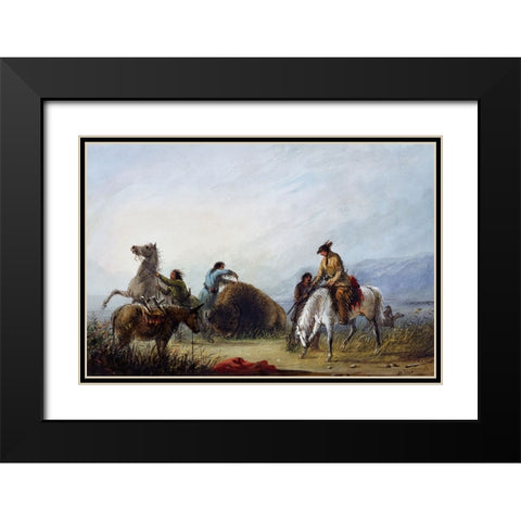 Taking the Hump Rib Black Modern Wood Framed Art Print with Double Matting by Miller, Alfred Jacob