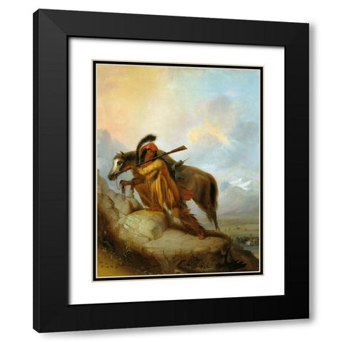 The Scalplock Black Modern Wood Framed Art Print with Double Matting by Miller, Alfred Jacob
