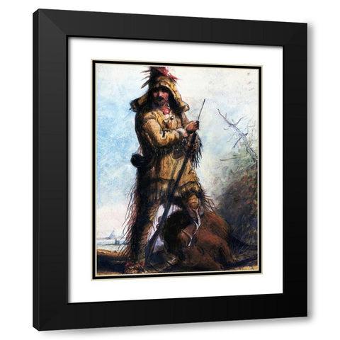Rocky Mountains Trapper Old Bill Williams Black Modern Wood Framed Art Print with Double Matting by Miller, Alfred Jacob