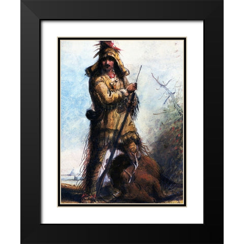 Rocky Mountains Trapper Old Bill Williams Black Modern Wood Framed Art Print with Double Matting by Miller, Alfred Jacob
