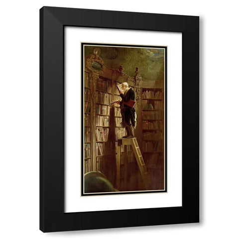 The Bookworm Black Modern Wood Framed Art Print with Double Matting by Spitzweg, Karl