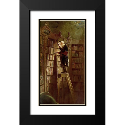The Bookworm Black Modern Wood Framed Art Print with Double Matting by Spitzweg, Karl