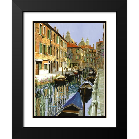 La Barche Sul Canale Black Modern Wood Framed Art Print with Double Matting by Borelli, Guido