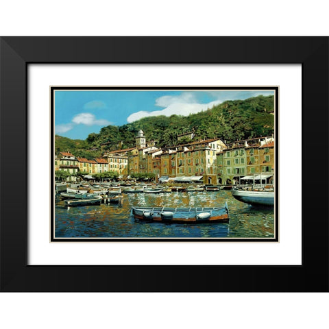 Portofino Black Modern Wood Framed Art Print with Double Matting by Borelli, Guido