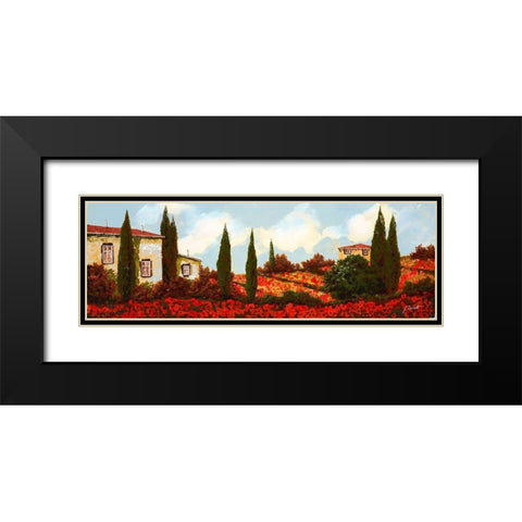 Tre Case Tra I Papaveri Black Modern Wood Framed Art Print with Double Matting by Borelli, Guido