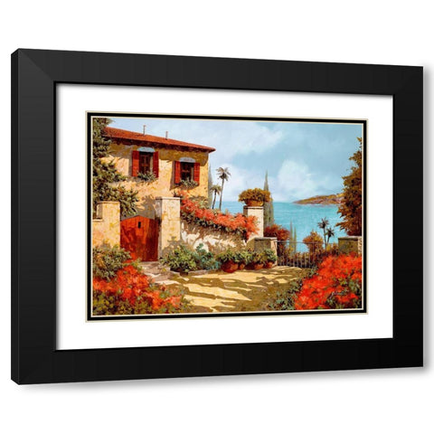 Il Giardino Rosso Black Modern Wood Framed Art Print with Double Matting by Borelli, Guido