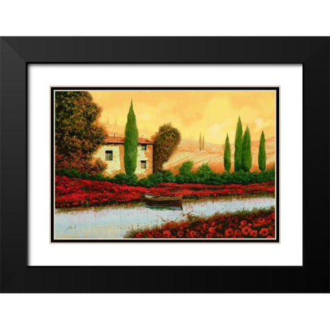 Al Tramonto Sul Fiume Black Modern Wood Framed Art Print with Double Matting by Borelli, Guido