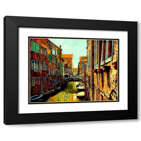 Venezia Al Tramonto Black Modern Wood Framed Art Print with Double Matting by Borelli, Guido