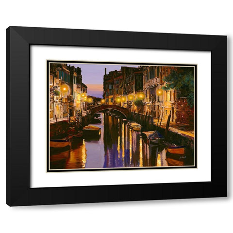 Venezia al Crepuscolo Black Modern Wood Framed Art Print with Double Matting by Borelli, Guido