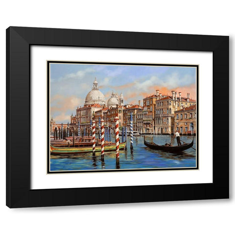 il Canal Grande Black Modern Wood Framed Art Print with Double Matting by Borelli, Guido