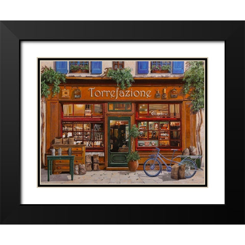 Torrefazione Black Modern Wood Framed Art Print with Double Matting by Borelli, Guido