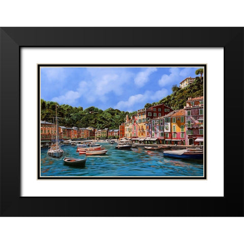 A Portofino Black Modern Wood Framed Art Print with Double Matting by Borelli, Guido