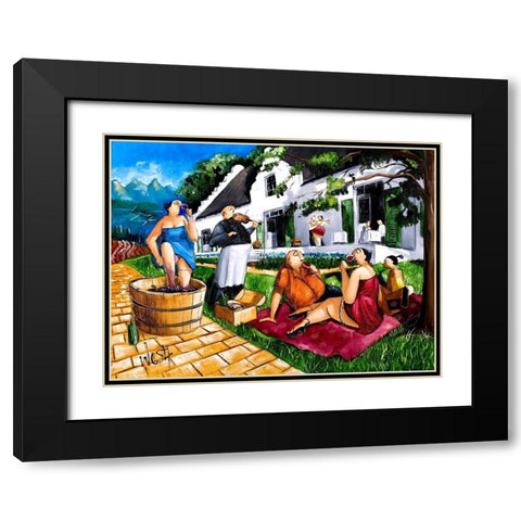 The Picnic Black Modern Wood Framed Art Print with Double Matting by West, Ronald