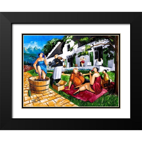 The Picnic Black Modern Wood Framed Art Print with Double Matting by West, Ronald