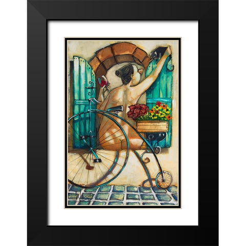 Lady in Window III Black Modern Wood Framed Art Print with Double Matting by West, Ronald