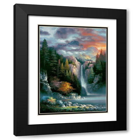 Misty Falls Black Modern Wood Framed Art Print with Double Matting by Lee, James