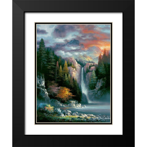 Misty Falls Black Modern Wood Framed Art Print with Double Matting by Lee, James