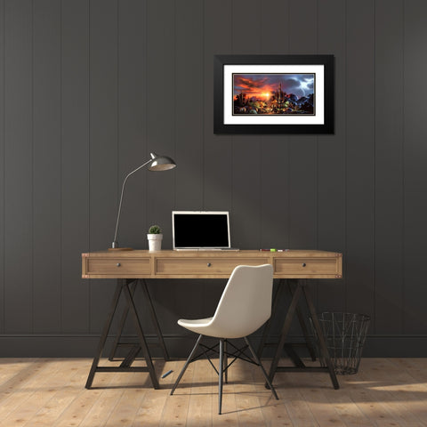 Desert Lightning Black Modern Wood Framed Art Print with Double Matting by Lee, James