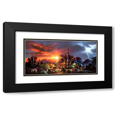 Desert Lightning Black Modern Wood Framed Art Print with Double Matting by Lee, James