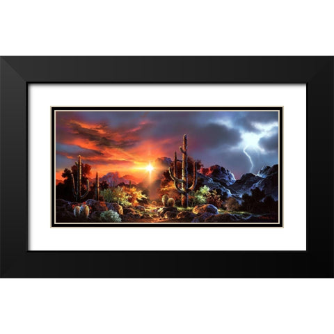Desert Lightning Black Modern Wood Framed Art Print with Double Matting by Lee, James