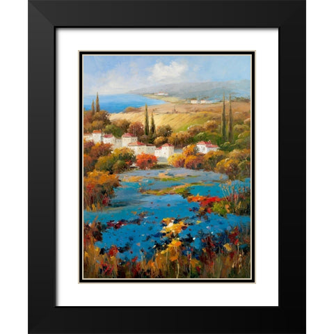 Villagio Blu Black Modern Wood Framed Art Print with Double Matting by Hulsey