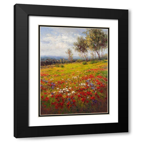 Wildflower Hillside Black Modern Wood Framed Art Print with Double Matting by Hulsey