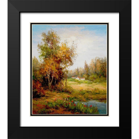 Poppies Pond Black Modern Wood Framed Art Print with Double Matting by Hulsey