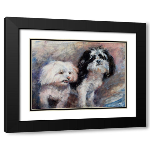 Fuzzy Friends Black Modern Wood Framed Art Print with Double Matting by Campbell, Robert
