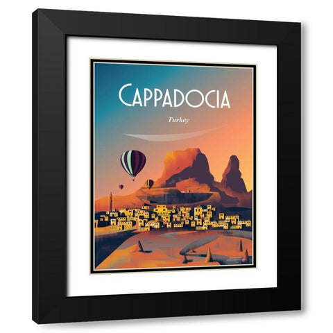 cappadocia turkey travel poster Black Modern Wood Framed Art Print with Double Matting by ARCTIC FRAME