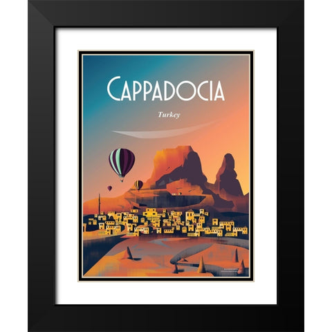 cappadocia turkey travel poster Black Modern Wood Framed Art Print with Double Matting by ARCTIC FRAME