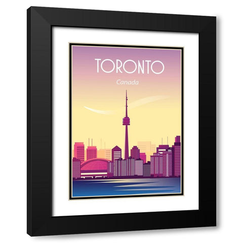 toronto canada travel poster Black Modern Wood Framed Art Print with Double Matting by ARCTIC FRAME