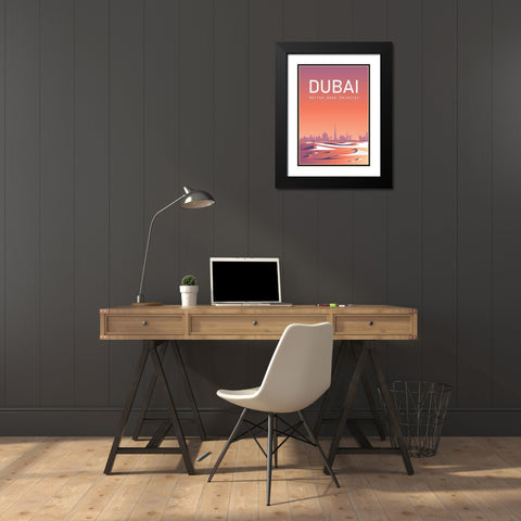 Dubai travel poster Black Modern Wood Framed Art Print with Double Matting by ARCTIC FRAME