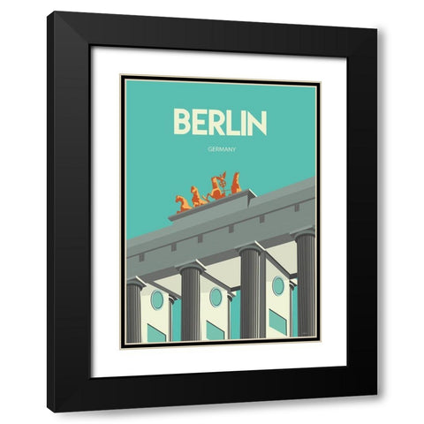 Berlin travel poster Black Modern Wood Framed Art Print with Double Matting by ARCTIC FRAME