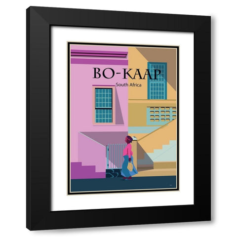 bo kaap travel poster Black Modern Wood Framed Art Print with Double Matting by ARCTIC FRAME