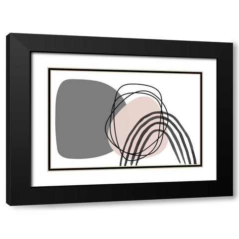 Minimalist Pink Gray Palette Black Modern Wood Framed Art Print with Double Matting by Orlov, Irena