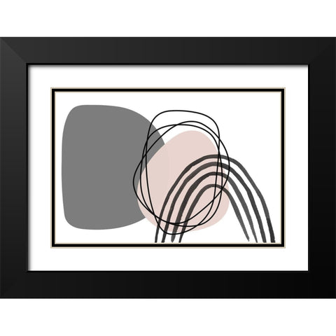 Minimalist Pink Gray Palette Black Modern Wood Framed Art Print with Double Matting by Orlov, Irena