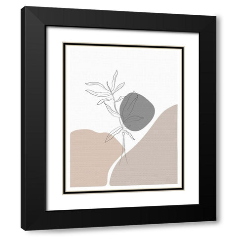 Abstract minimal Plants Black Modern Wood Framed Art Print with Double Matting by Balbuena, Sabrina