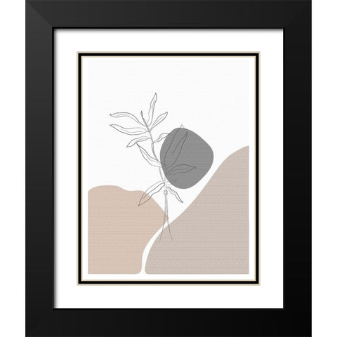 Abstract minimal Plants Black Modern Wood Framed Art Print with Double Matting by Balbuena, Sabrina