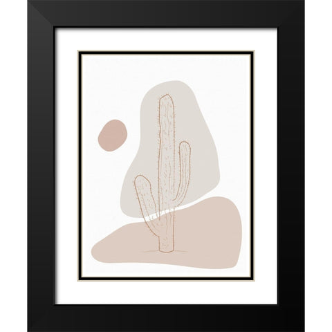 Abstract Minimal Cactus Black Modern Wood Framed Art Print with Double Matting by Balbuena, Sabrina