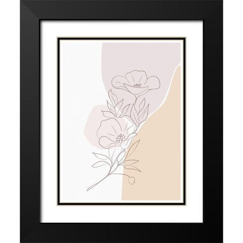 Abstract Minimal Magnolia Black Modern Wood Framed Art Print with Double Matting by Balbuena, Sabrina
