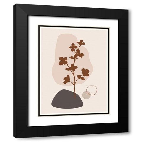Abstract Minimal Flourish Tree Black Modern Wood Framed Art Print with Double Matting by Balbuena, Sabrina
