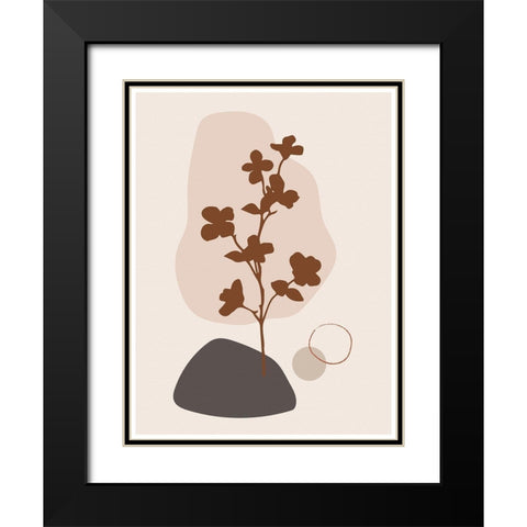 Abstract Minimal Flourish Tree Black Modern Wood Framed Art Print with Double Matting by Balbuena, Sabrina