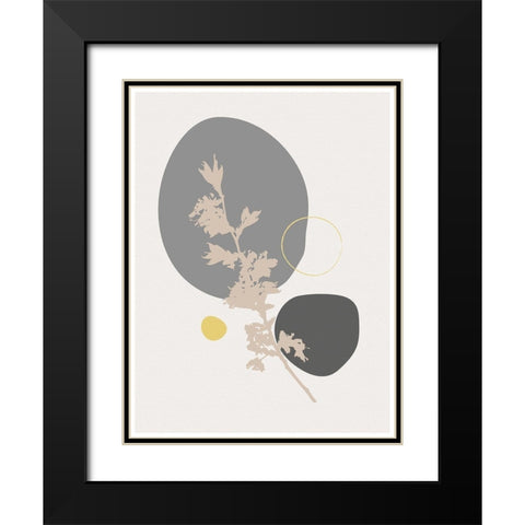 Abstract Minimal Flourish Branch Black Modern Wood Framed Art Print with Double Matting by Balbuena, Sabrina