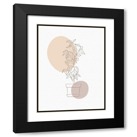 Abstract Minimal Flourish Pot Black Modern Wood Framed Art Print with Double Matting by Balbuena, Sabrina