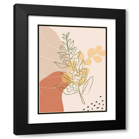Coffee Branch Abstract Shapes Black Modern Wood Framed Art Print with Double Matting by Balbuena, Sabrina