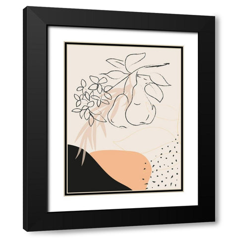 Pear Branch Abstract Shapes Black Modern Wood Framed Art Print with Double Matting by Balbuena, Sabrina