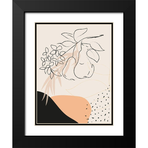 Pear Branch Abstract Shapes Black Modern Wood Framed Art Print with Double Matting by Balbuena, Sabrina