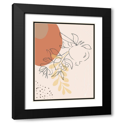 Tropical Fruit Branch Abstract Shapes Black Modern Wood Framed Art Print with Double Matting by Balbuena, Sabrina