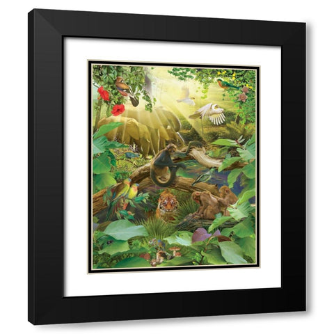 Jungle Mix I Black Modern Wood Framed Art Print with Double Matting by Hunziker, Steve